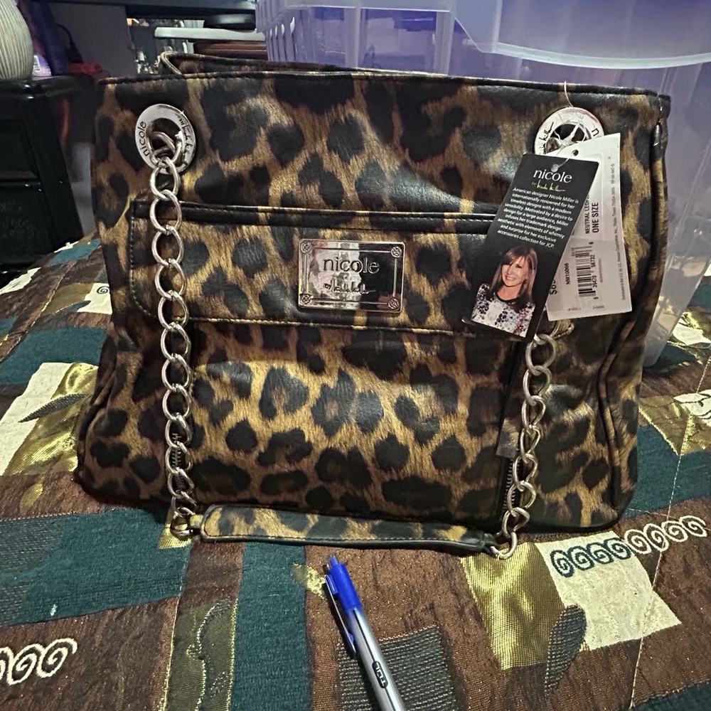 Nicole Lee Leopard Print Shoulder Bag